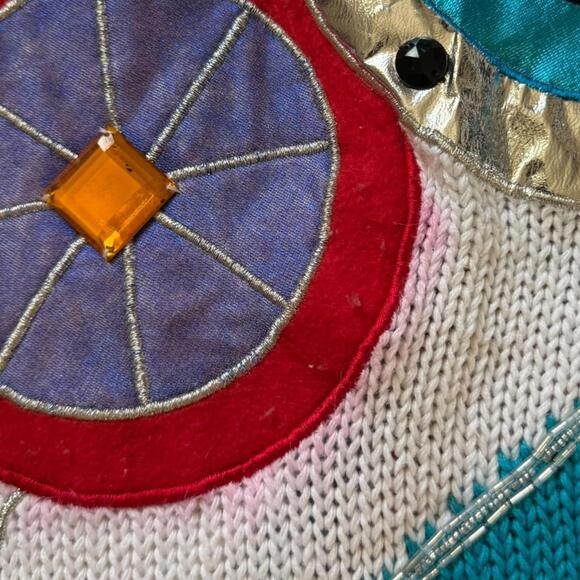 Bonnie Boerer 1988 Vintage Abstract Geometric Colorblock Sequin Sweater Large - Picture 4 of 7